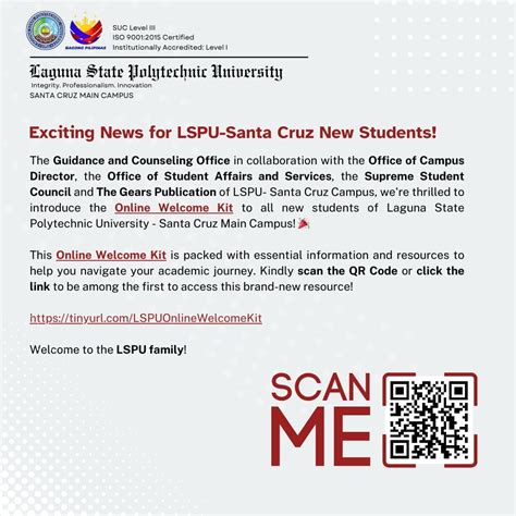 lspu sta cruz admission|Office of Student Affairs and Services.